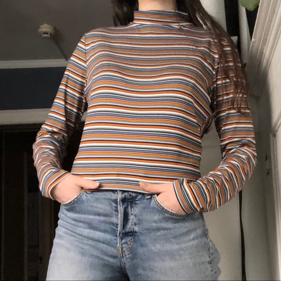 Striped, Long-Sleeve Mock-Neck Shirt - Picture 3 of 7